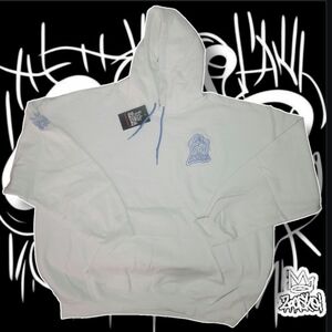 Zooskei White Hoodie with Light Blue Details